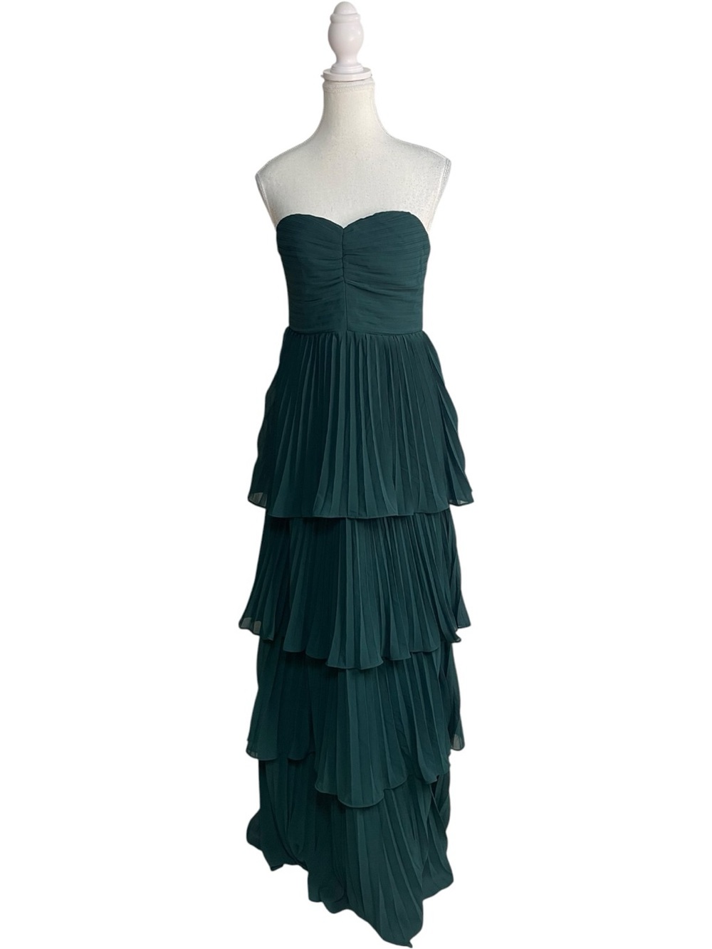 Lulus Seriously Sensational Strapless Tiered Maxi Dress Emerald Green